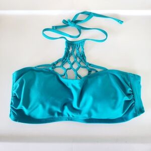 Turquoise high neck bikini top